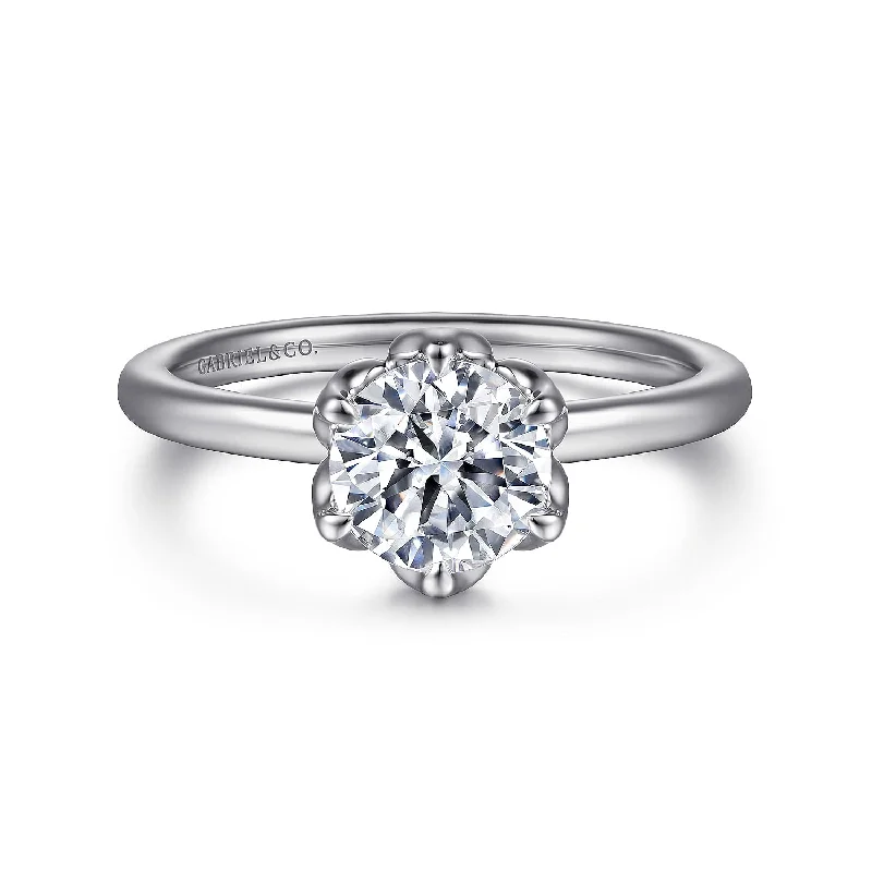 Women's engagement rings radiant-silver-Kamera - 14K White Gold Round Solitaire Engagement Ring