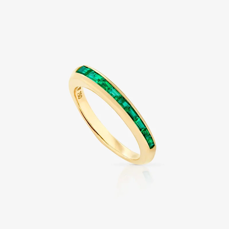 Women's rings soft-style-Emerald Baguette Stacking Ring