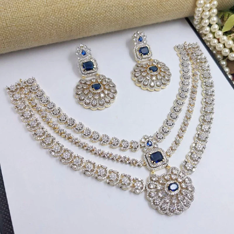 Women's necklaces radiant-stone-Aamrapali Gold Plated American Diamond Necklace Set