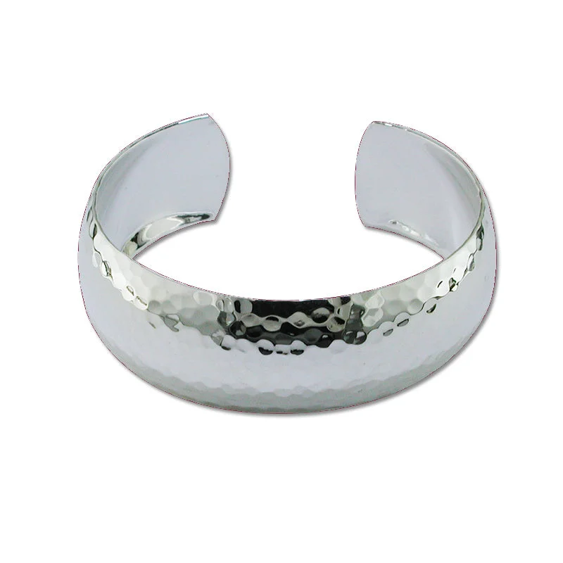 Women's bracelets sleek-surface-Classic Hammered Cuff Bracelet