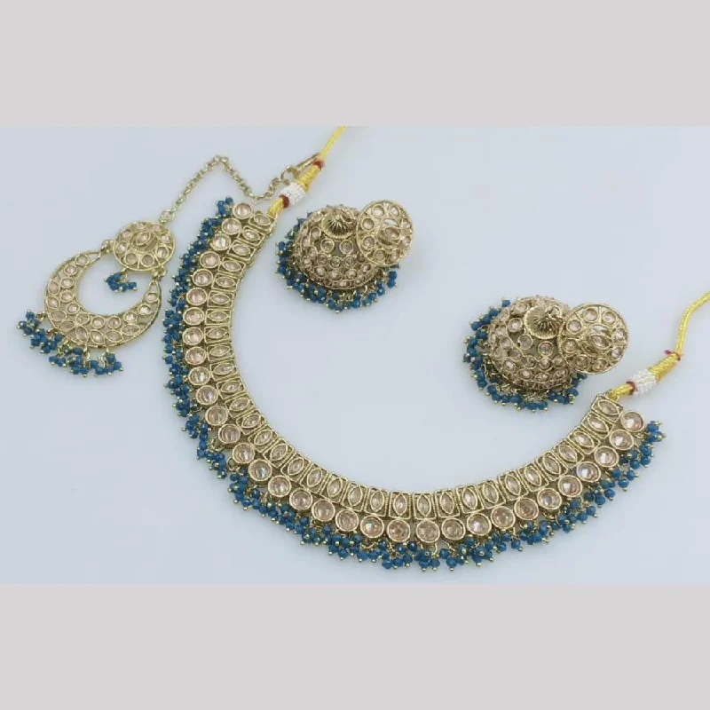 Women's necklaces refined-blush-Manisha Jewellery Gold Plated Crystal Stone And Pearls Necklace Set