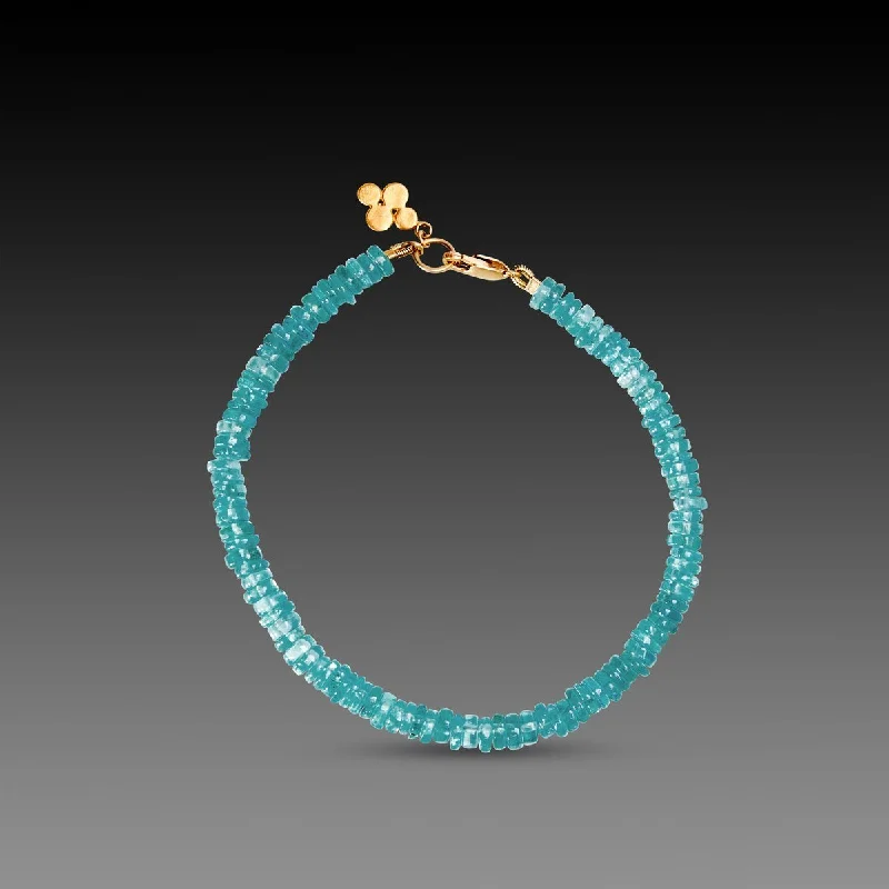 Women's bracelets gentle-chic-Apatite Bracelet with 22k Disk Charm