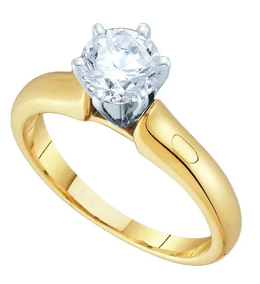 Women's engagement rings delicate-luxury-Signature Certificate 1 1/4 CTW Diamond Solitaire Engagement Ring in 14KT Yellow Gold