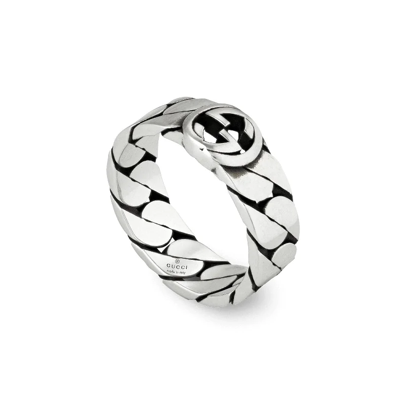 Women's rings green-silver-Wide Interlocking G Ring