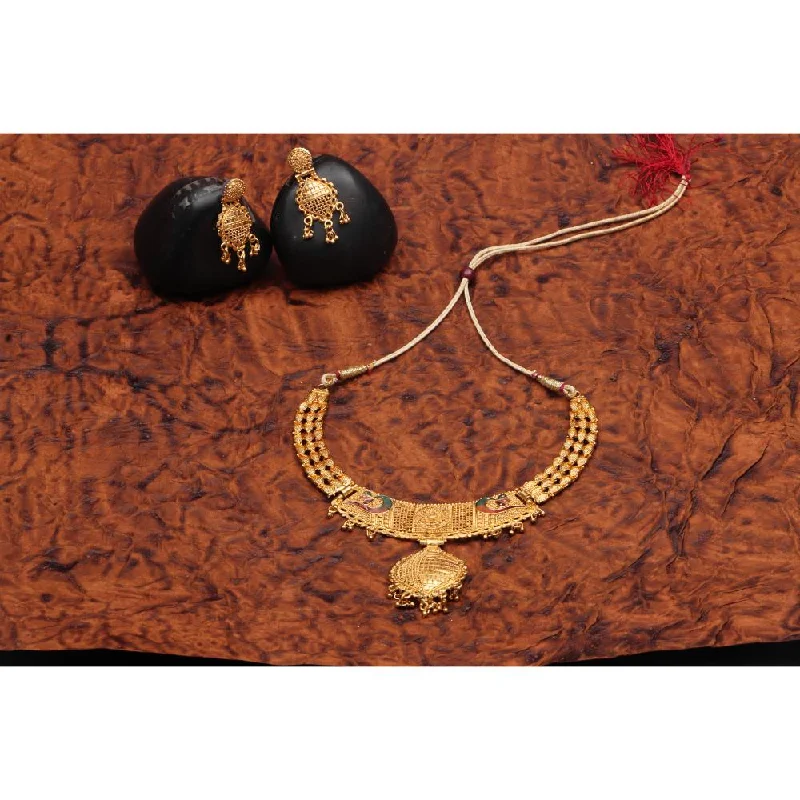 Women's necklaces fine-rose-Darshana Jewels Gold  Plated Meenakari Necklace Set