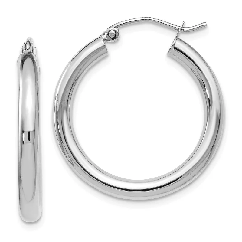 Women's earrings evening-ready-3mm Round Hoop Earrings in 10k White Gold, 26mm (1 Inch)