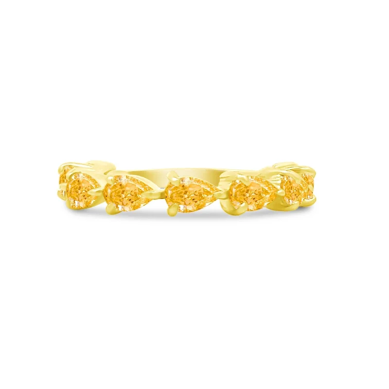 Women's rings wave-Large Citrine Chasing Pear Band