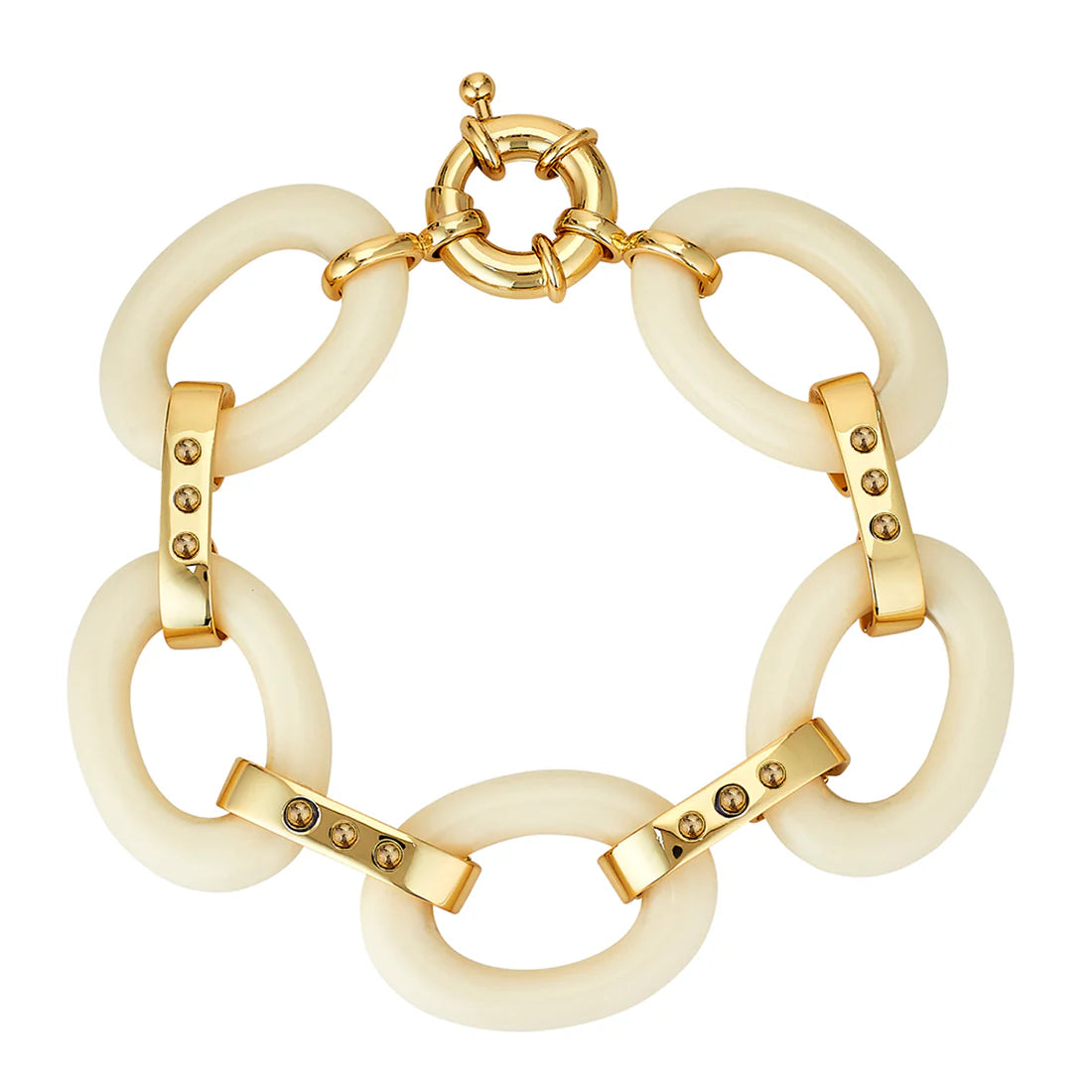 Women's bracelets sturdy-metal-Ivory Link Bracelet