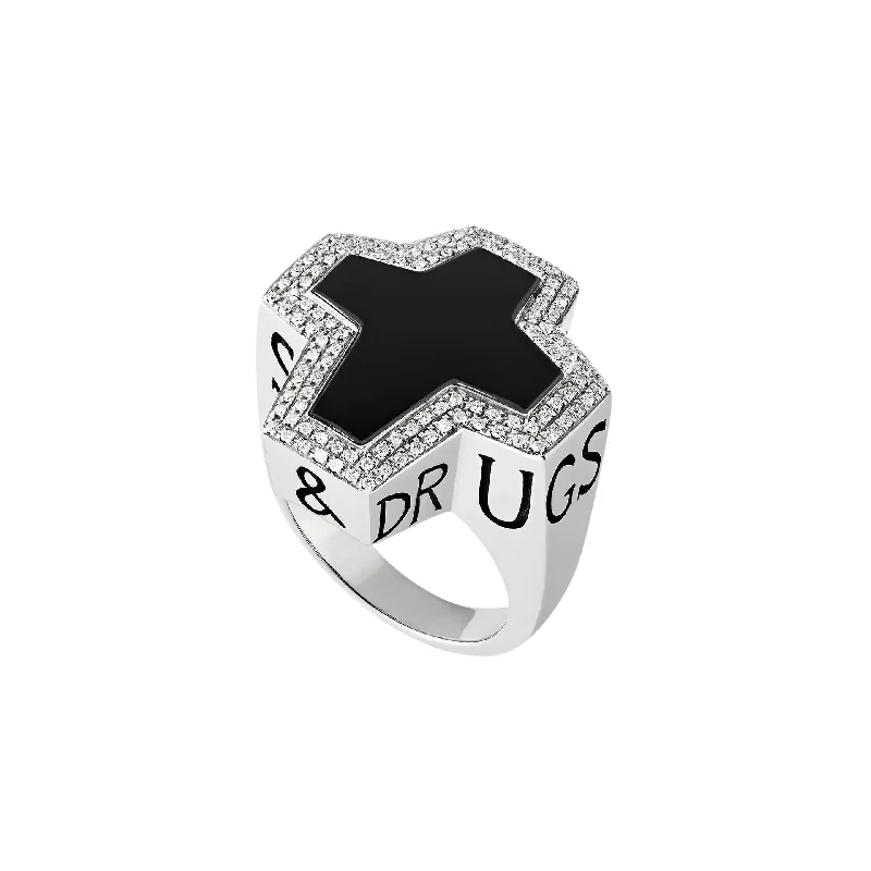 Women's rings contemporary-Sex & Drugs & Rock & Roll Ring in Black Onyx