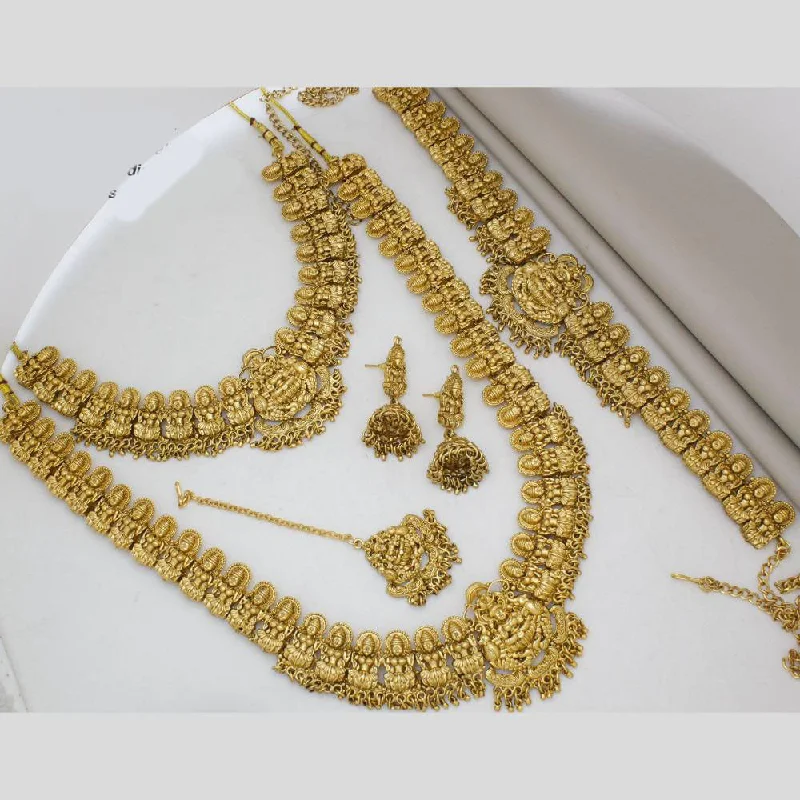 Women's necklaces love-inspired-Manisha Jewellery Gold Plated Temple Semi Bridal Necklace Set