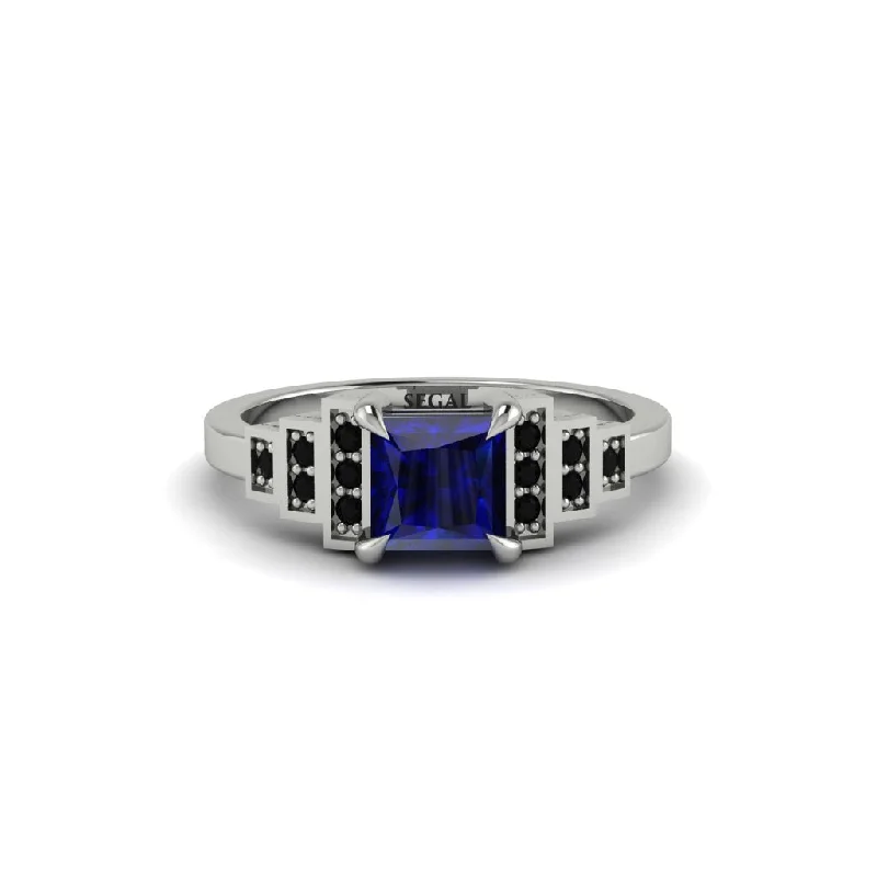 Women's engagement rings love-accent-Sapphire Geometric Princess Cut Engagement Ring - Thea No. 45