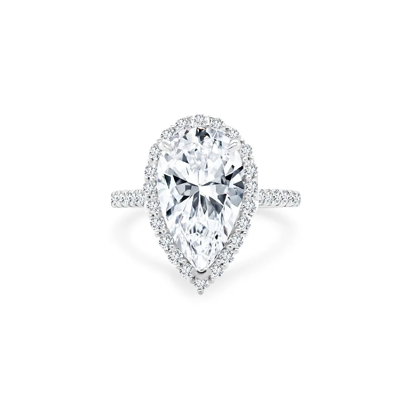 Women's rings love-gem-Pear Cut Solitaire with Halo