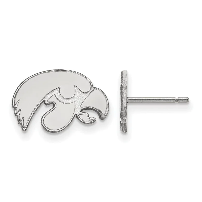 Women's earrings striking-chic-14k White Gold University of Iowa XS (Tiny) Mascot Post Earrings