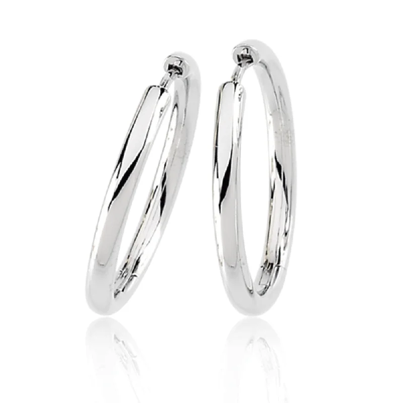 Women's earrings holiday-gem-2.6mm Endless Round Hinged Hoop Earrings in 14k White Gold, 24mm