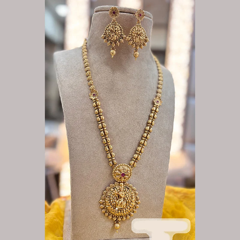 Women's necklaces enduring-elegance-Jewel Addiction Gold Plated Pota Stone Temple Long Necklace Set