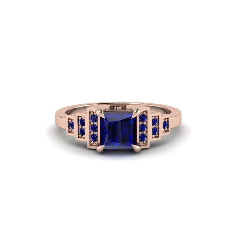 Women's engagement rings modern-lux-Sapphire Geometric Princess Cut Engagement Ring - Thea No. 74