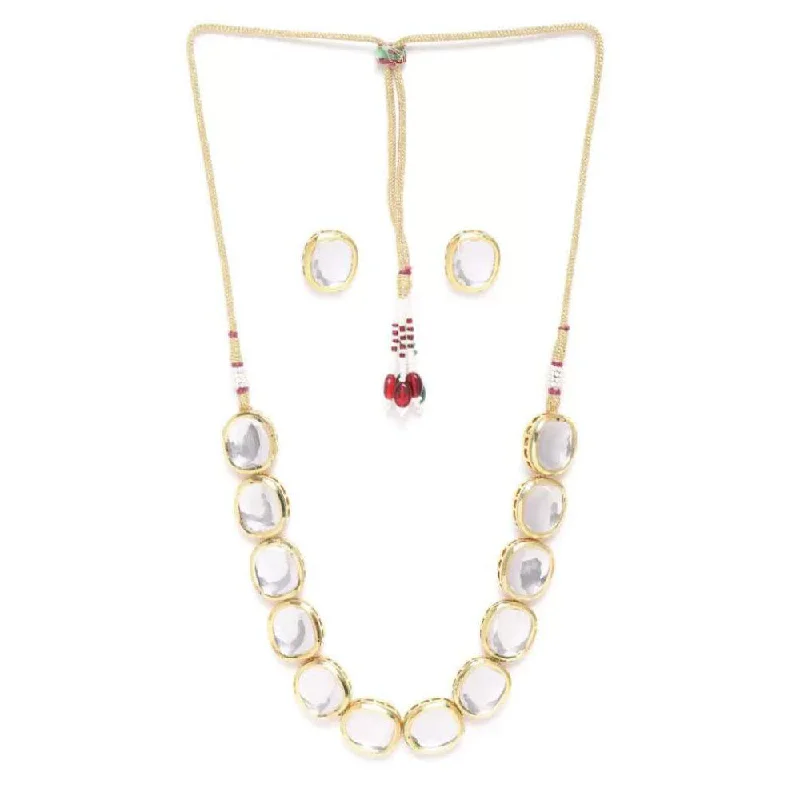 Women's necklaces gentle-chain-Shree Chamunda Jewellers Gold Plated Kundan Stone  Necklace Set