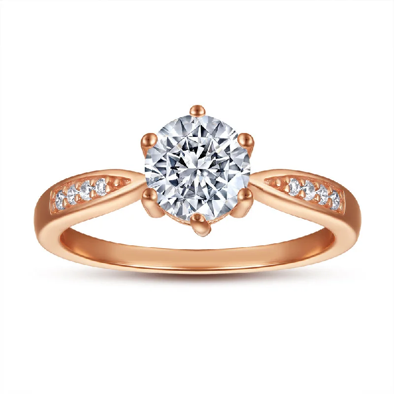 Women's engagement rings eternal-style-18K Rose Gold Classic Six Prong Engagement Ring