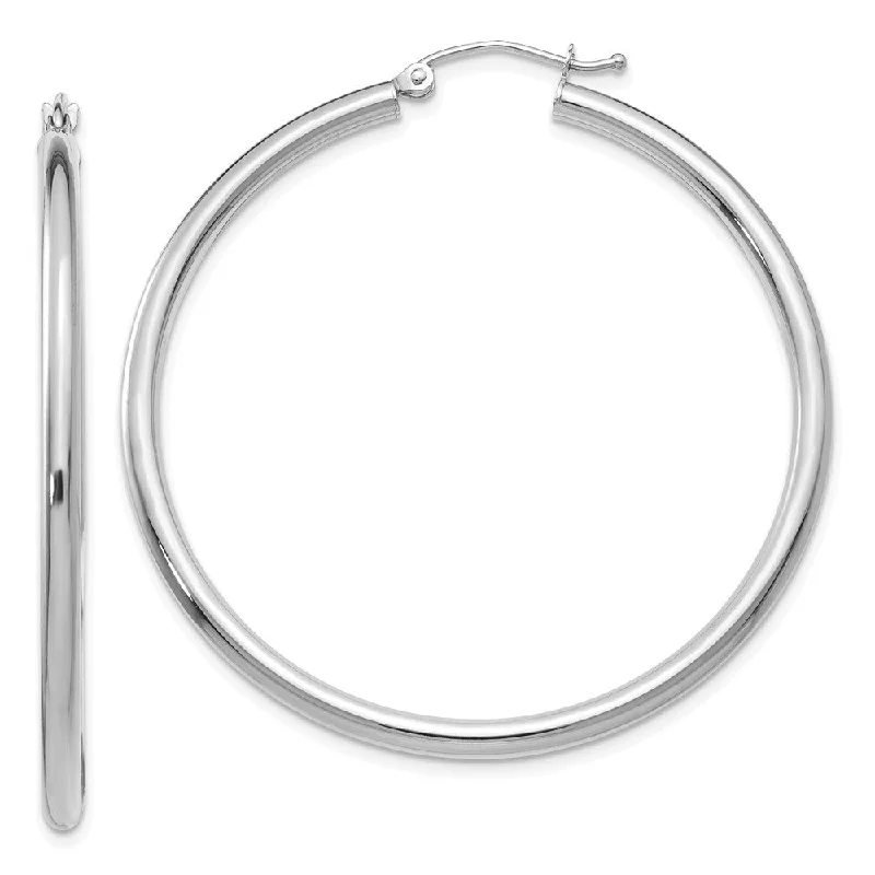 Women's earrings daily-elegance-2.5mm, 14k White Gold Classic Round Hoop Earrings, 45mm (1 3/4 Inch)