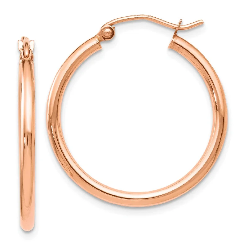 Women's earrings fine-design-2mm Round Hoop Earrings in 14k Rose Gold, 25mm (1 Inch)