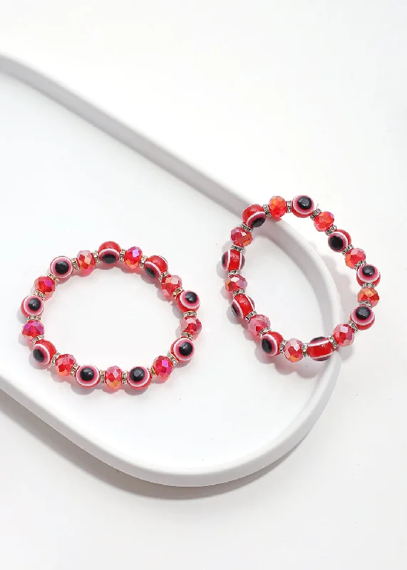 Women's bracelets refined-chic-Red Evil Eye Bead Bracelet