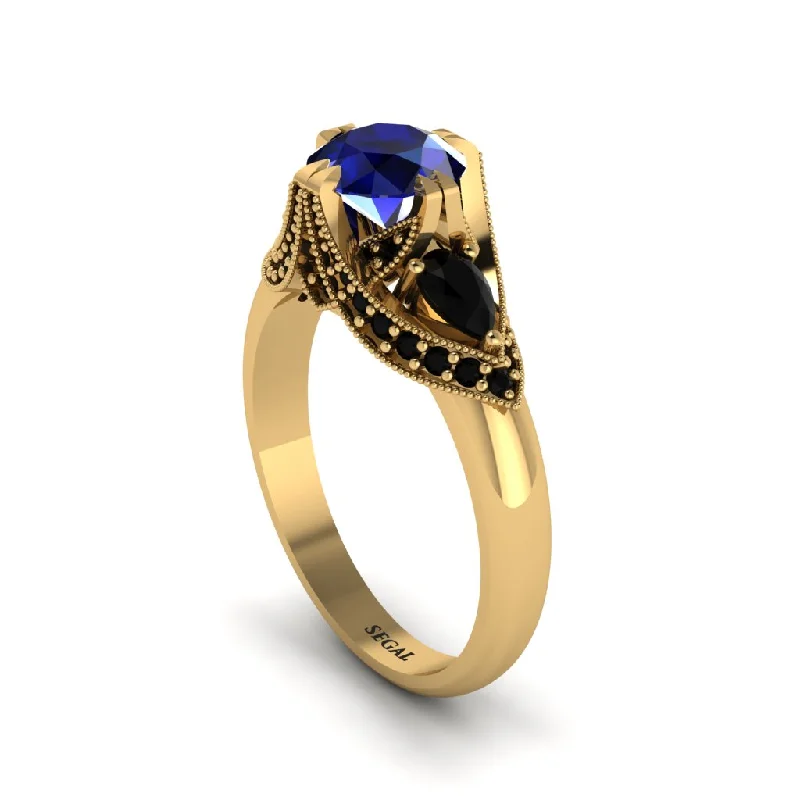 Women's engagement rings timeless-stone-Sapphire Vintage Round Cut Engagement Ring - Kali No. 43