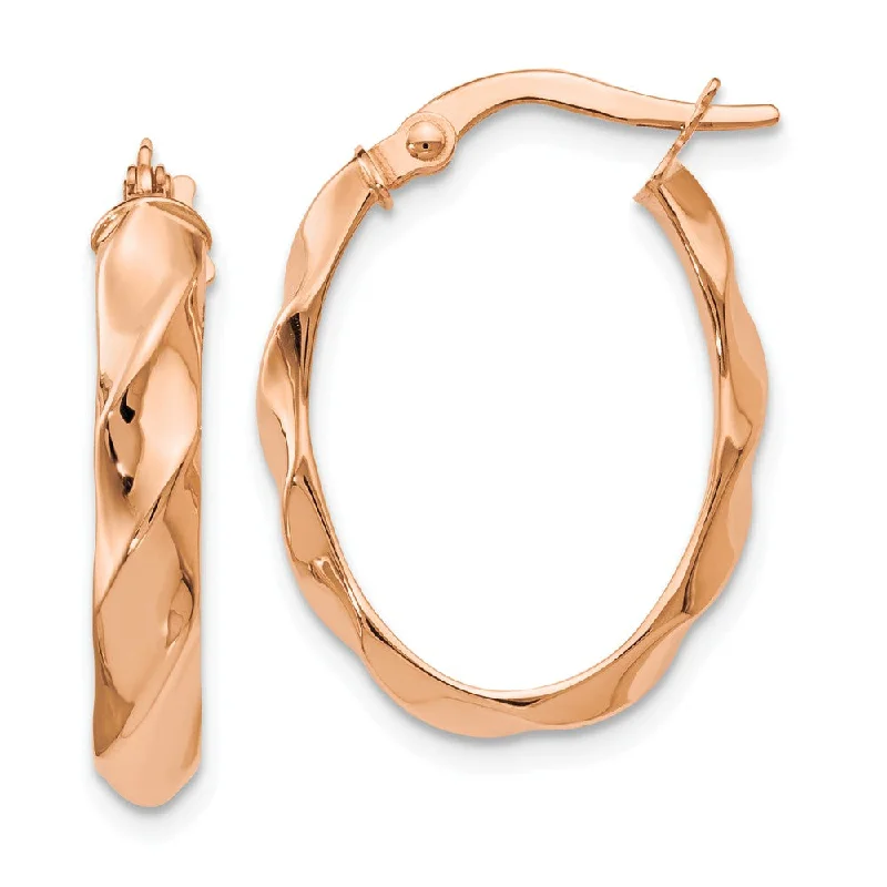 Women's earrings striking-chic-4mm Twisted Oval Hoop Earrings in 14k Rose Gold, 22mm (7/8 Inch)