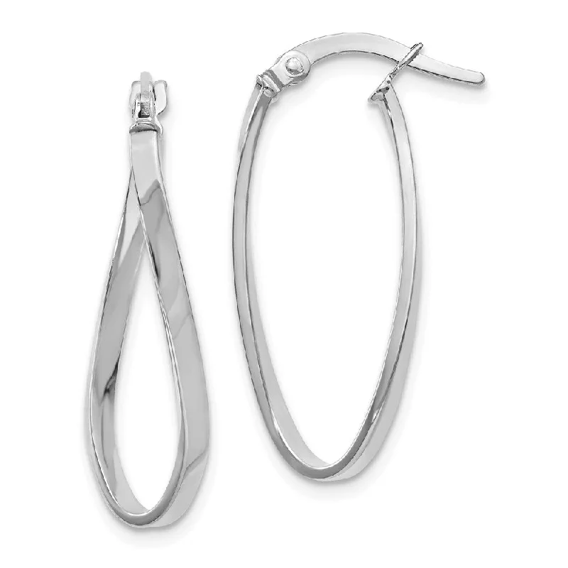 Women's earrings fine-silver-1.8mm Twisted Oval Hoop Earrings in 14k White Gold, 26mm (1 Inch)