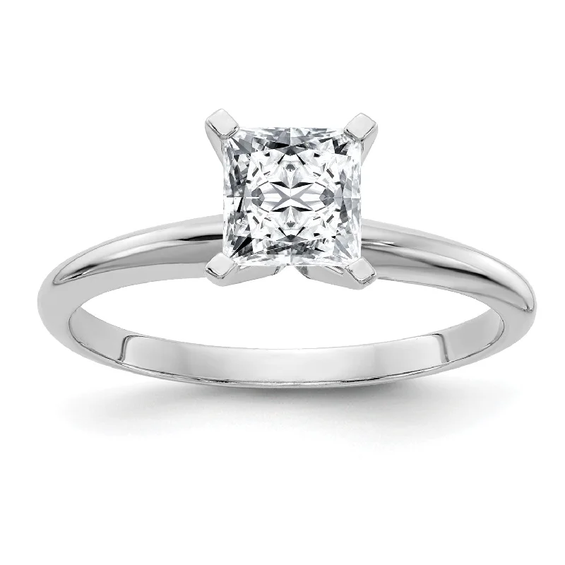 Women's engagement rings celebration-5.5MM Princess Cut Moissanite Solitaire Engagement Ring in 14KT White Gold; Size 6