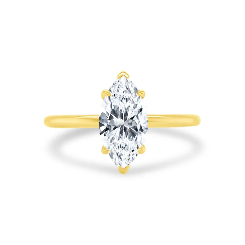 Women's rings contemporary-Marquise Cut Solitaire