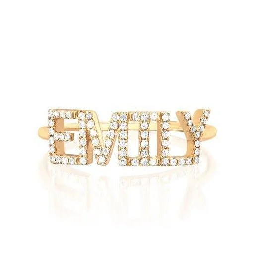 Women's rings garnet-Diamond Personalized Name Ring