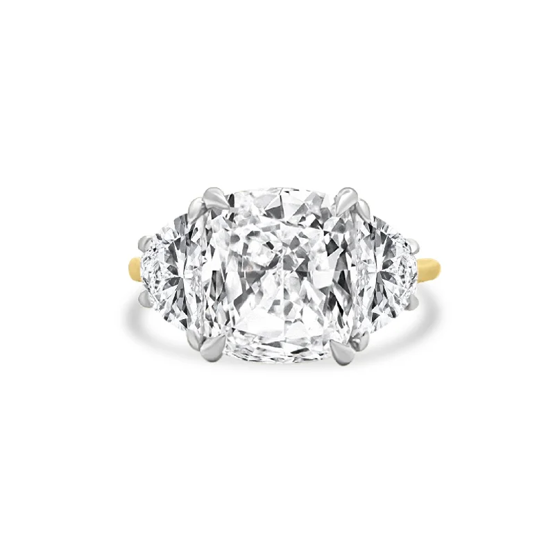 Women's rings contemporary-band-Cushion Cut with Half Moon Cut Side Stones