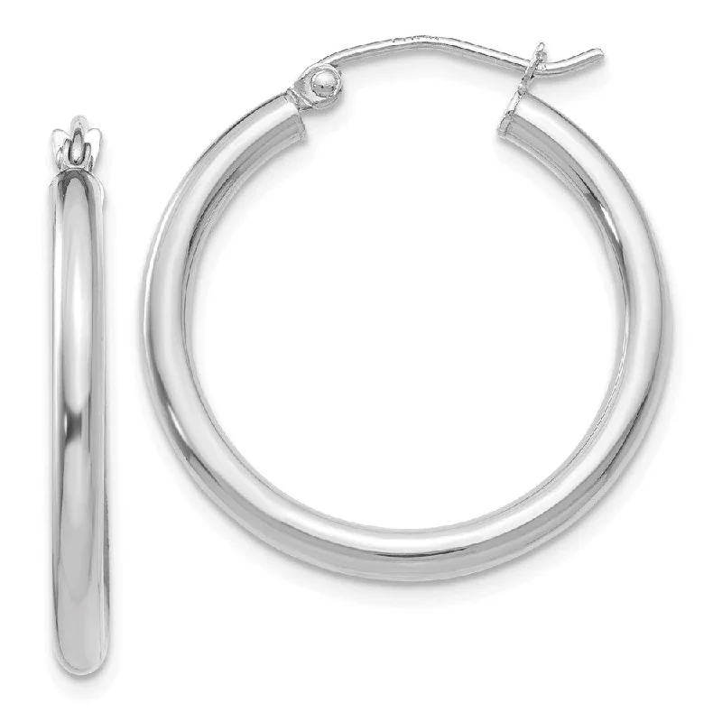 Women's earrings contemporary-twist-2.5mm x 25mm 14k White Gold Classic Round Hoop Earrings