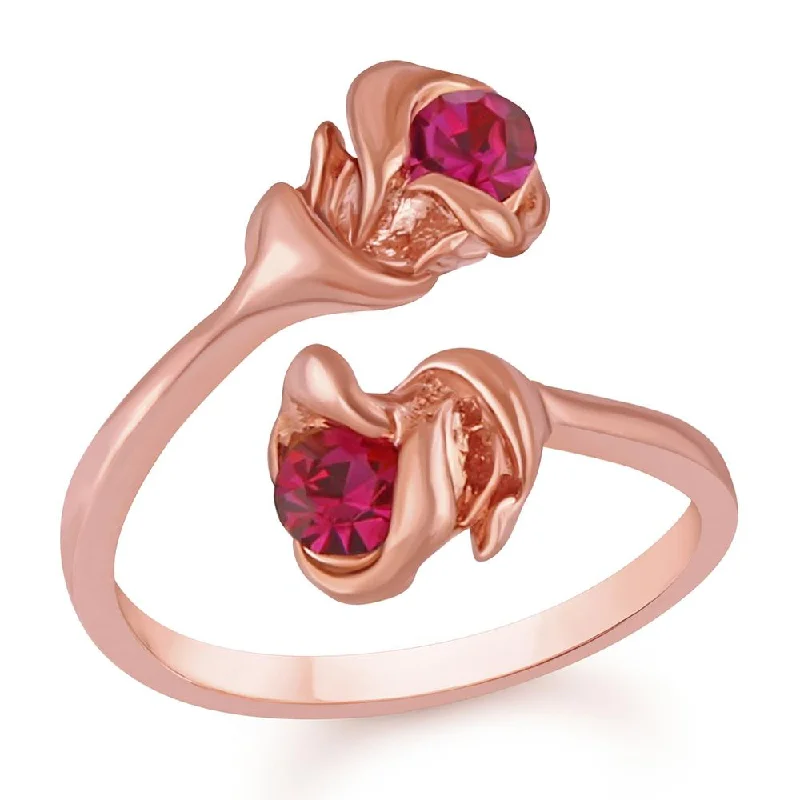 Women's rings refined-silver-Darshana Jewels Rose Gold Plated Austrian Stone Adjustable Ring