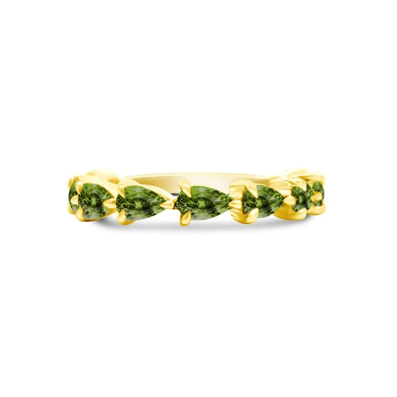 Women's rings gentle-style-Large Green Tourmaline Chasing Pear Band