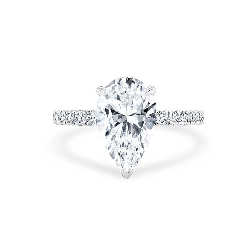 Women's rings fine-rose-Pear Cut Solitaire on Diamond Band