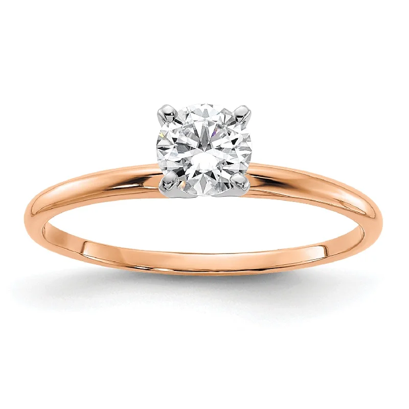 Women's engagement rings love-story-5MM Round Moissanite Solitaire Engagement Ring in 14KT Rose Gold; Size 7