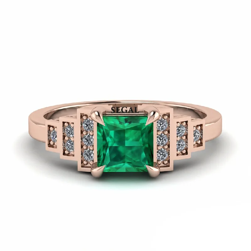 Women's engagement rings artisan-band-Emerald Geometric Princess Cut Engagement Ring - Thea No. 5