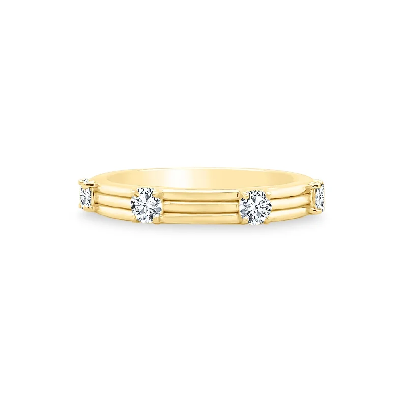 Women's rings contemporary-gem-Triple Row Diamond Station Band