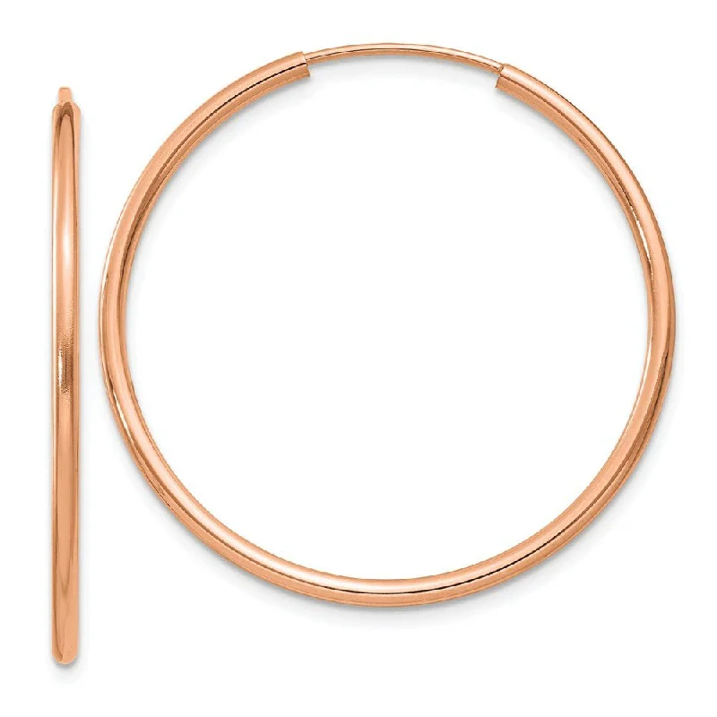 Women's earrings striking-stone-1.5mm x 32mm 14k Rose Gold Polished Endless Tube Hoop Earrings