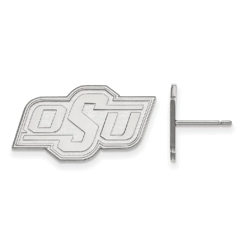 Women's earrings gentle-glow-10k White Gold Oklahoma State University Small Post Earrings