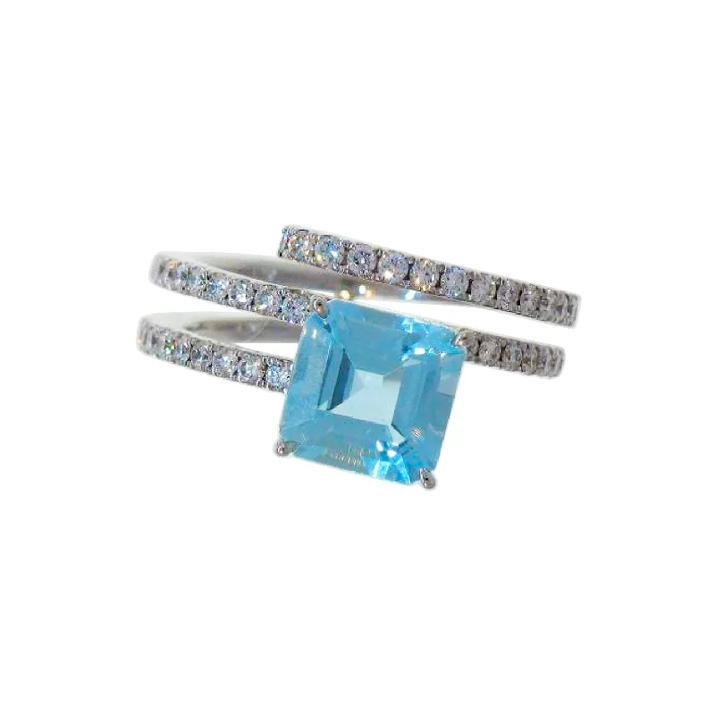 Women's rings striking-design-Aquamarine & Diamond Wrap Ring