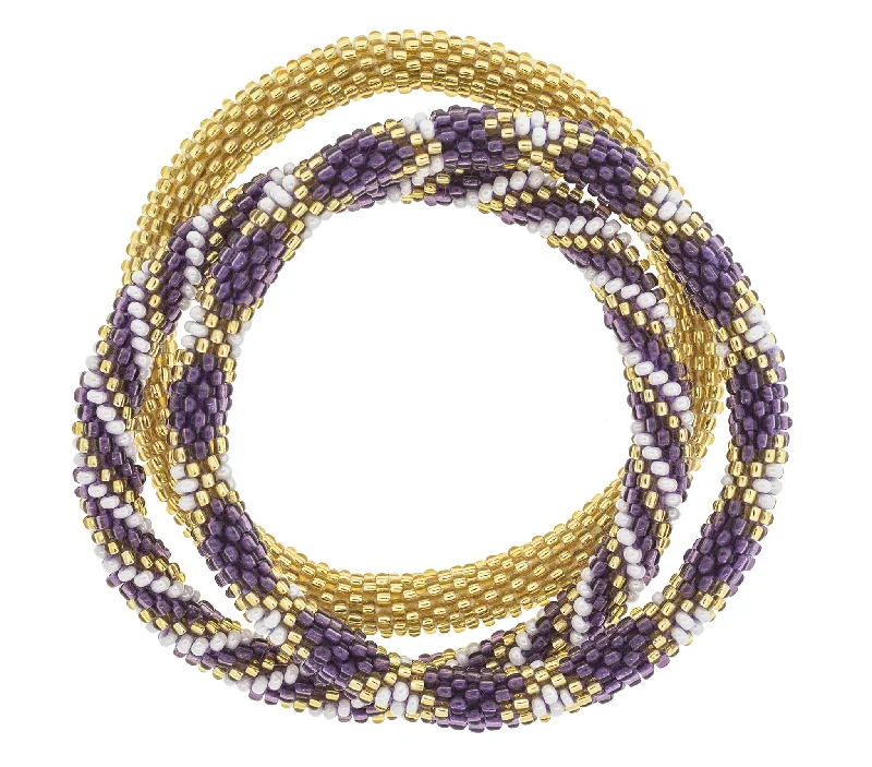 Women's bracelets high-silver-Game Day Roll-On® Bracelets <br> Purple & Gold