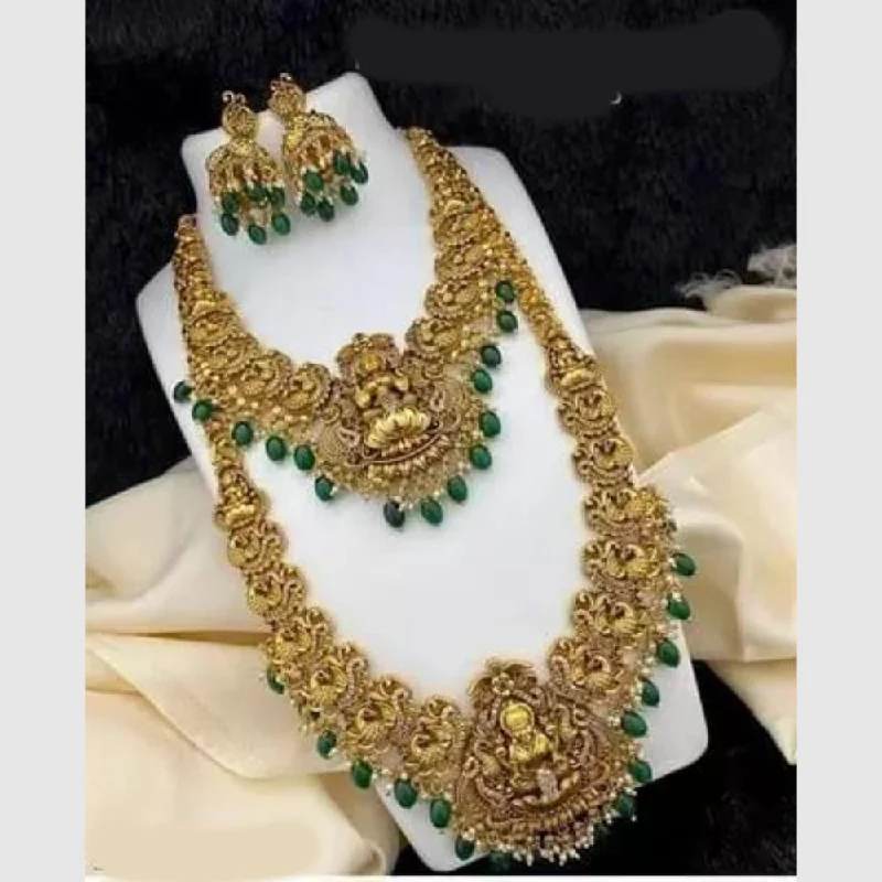 Women's necklaces perfect-gift-Manisha Jewellery Gold  Plated Beads Temple Necklace Combo