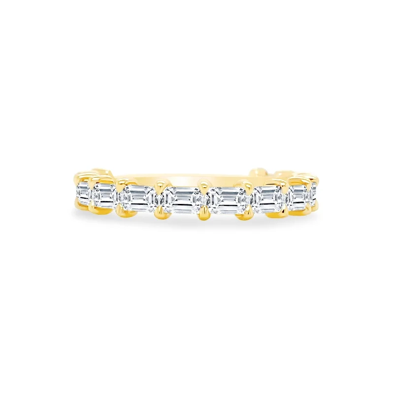 Women's rings artisan-style-Chasing Baguette Band