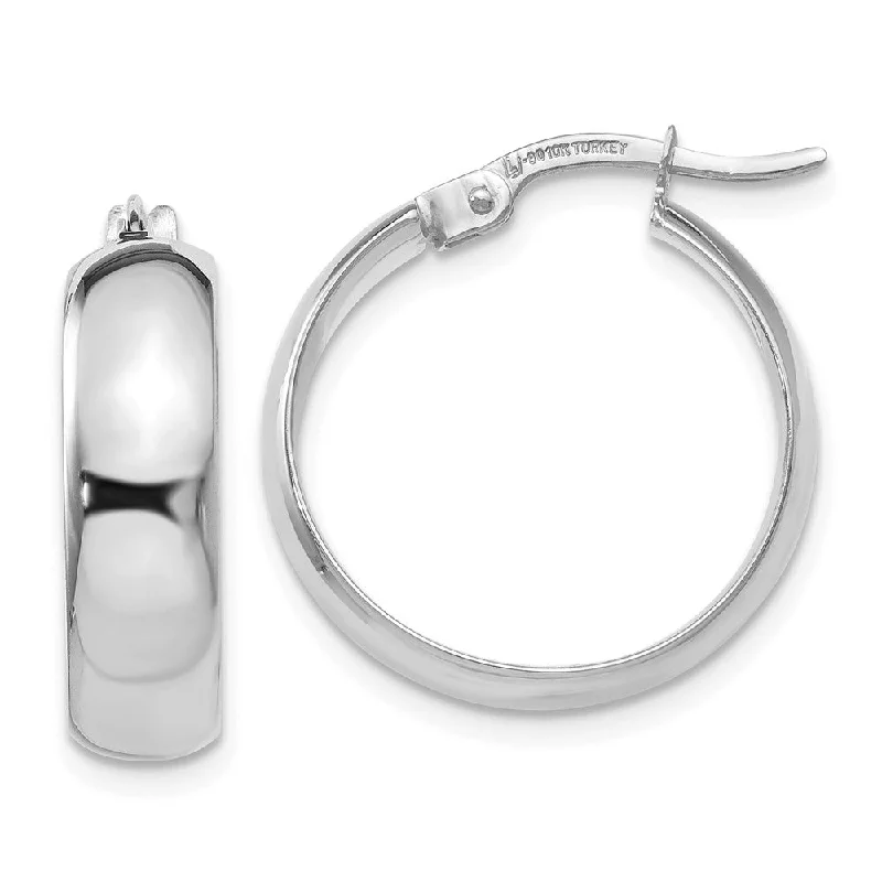 Women's earrings evening-chic-4.5mm Polished Round Hoop Earrings 10k White Gold, 18mm (11/16 Inch)