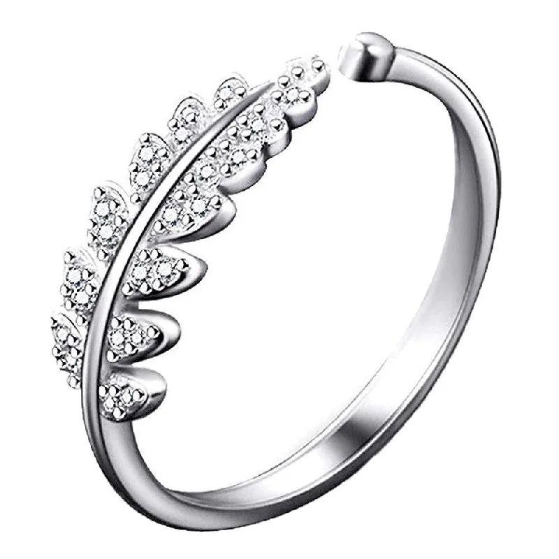 Women's rings gentle-elegance-Darshana Jewels Silver Plated Austrian Stone Adjustable Ring