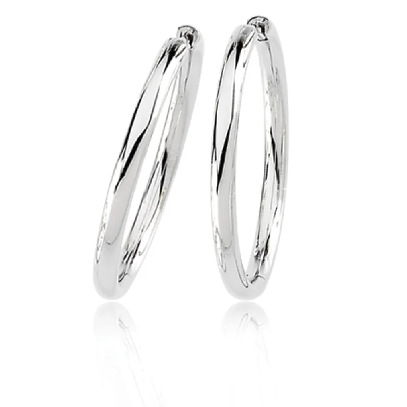 Women's earrings artisan-gem-2.6mm Endless Round Hinged Hoop Earrings in 14k White Gold, 29mm