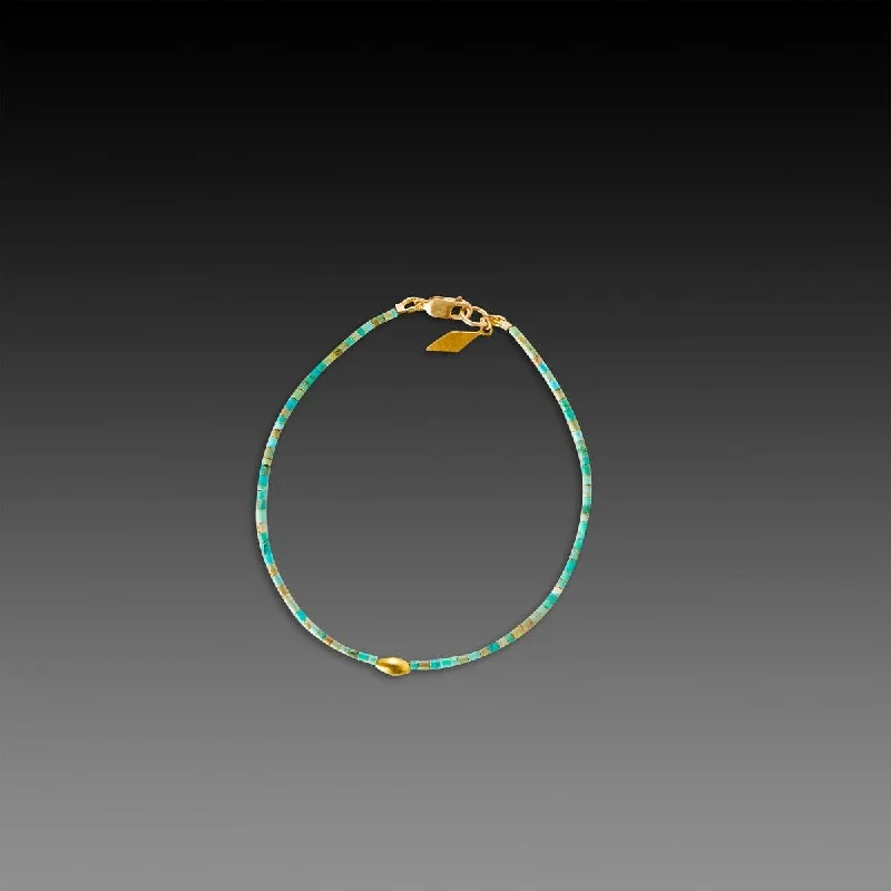 Women's bracelets fine-chic-Turquoise Bracelet with 22k Diamond Charm