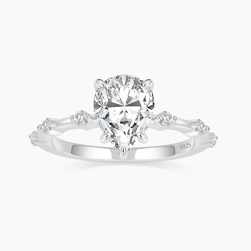 Women's engagement rings solitaire-S925 Pear Cut Engagement Ring